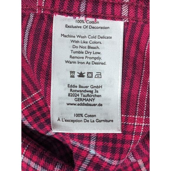 Eddie Bauer Button Front Shirt Women 2XL Pink Plaid Long Sleeves Pockets S56 - Picture 9 of 13